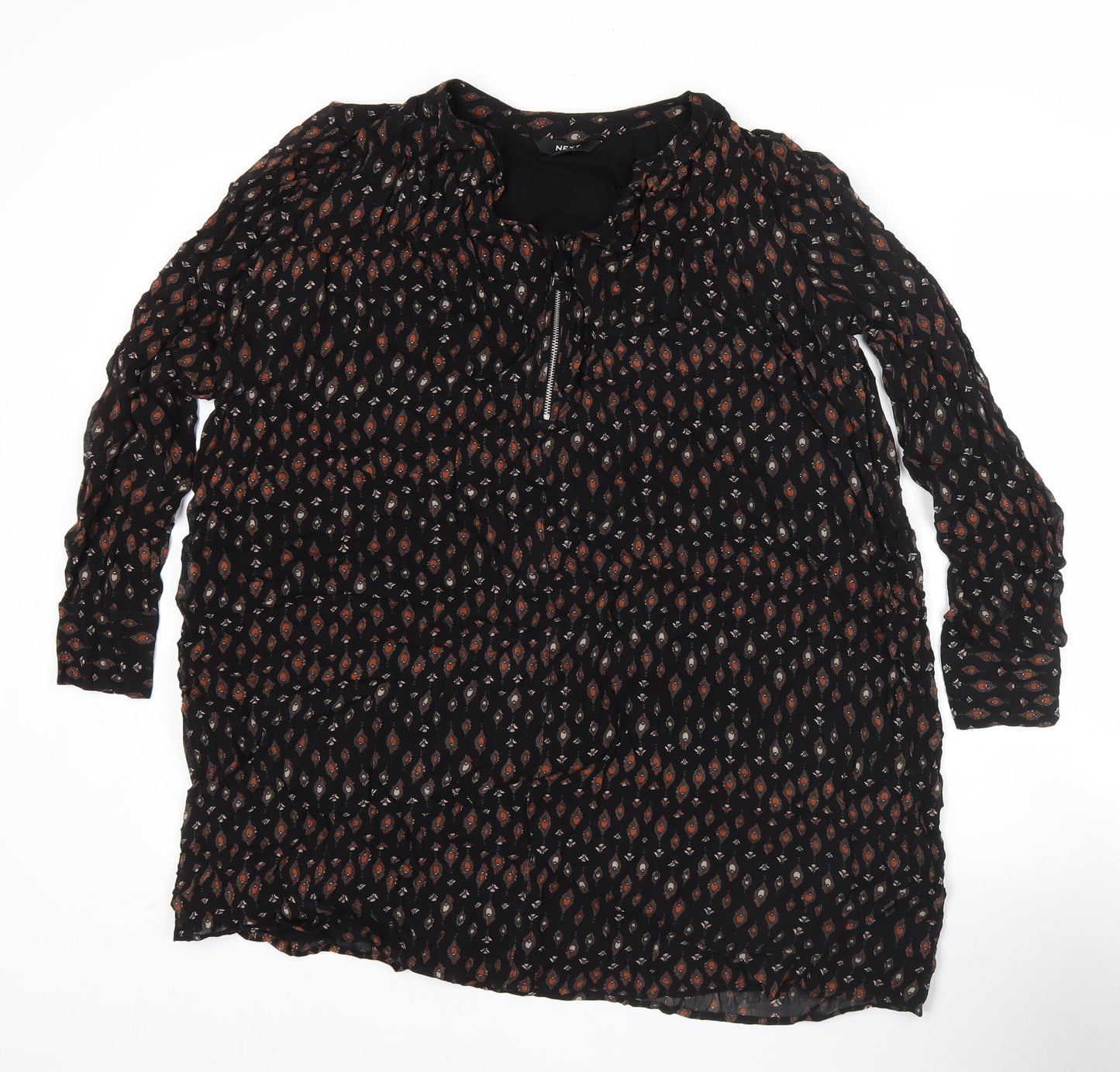 Womens UK Size 8 NEXT Black Tunic Blouse