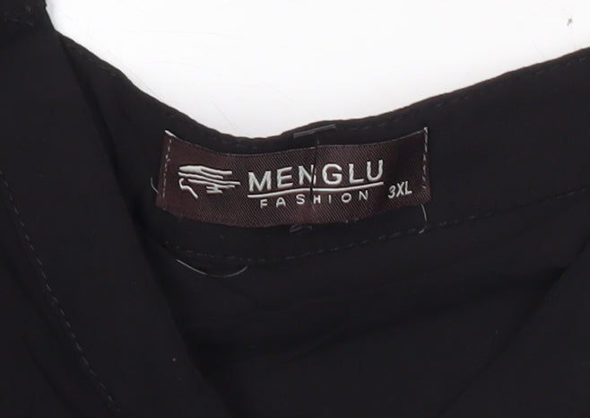 Menglou Fashion Womens Black 3XL Tunic Blouse Long Sleeve V-Neck