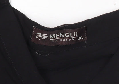 Menglou Fashion Womens Black 3XL Tunic Blouse Long Sleeve V-Neck