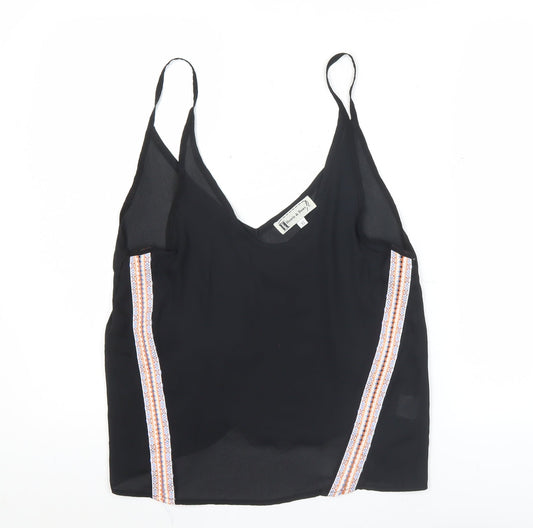 Womens UK Size 10 Hearts & Bows Black Camisole Tank