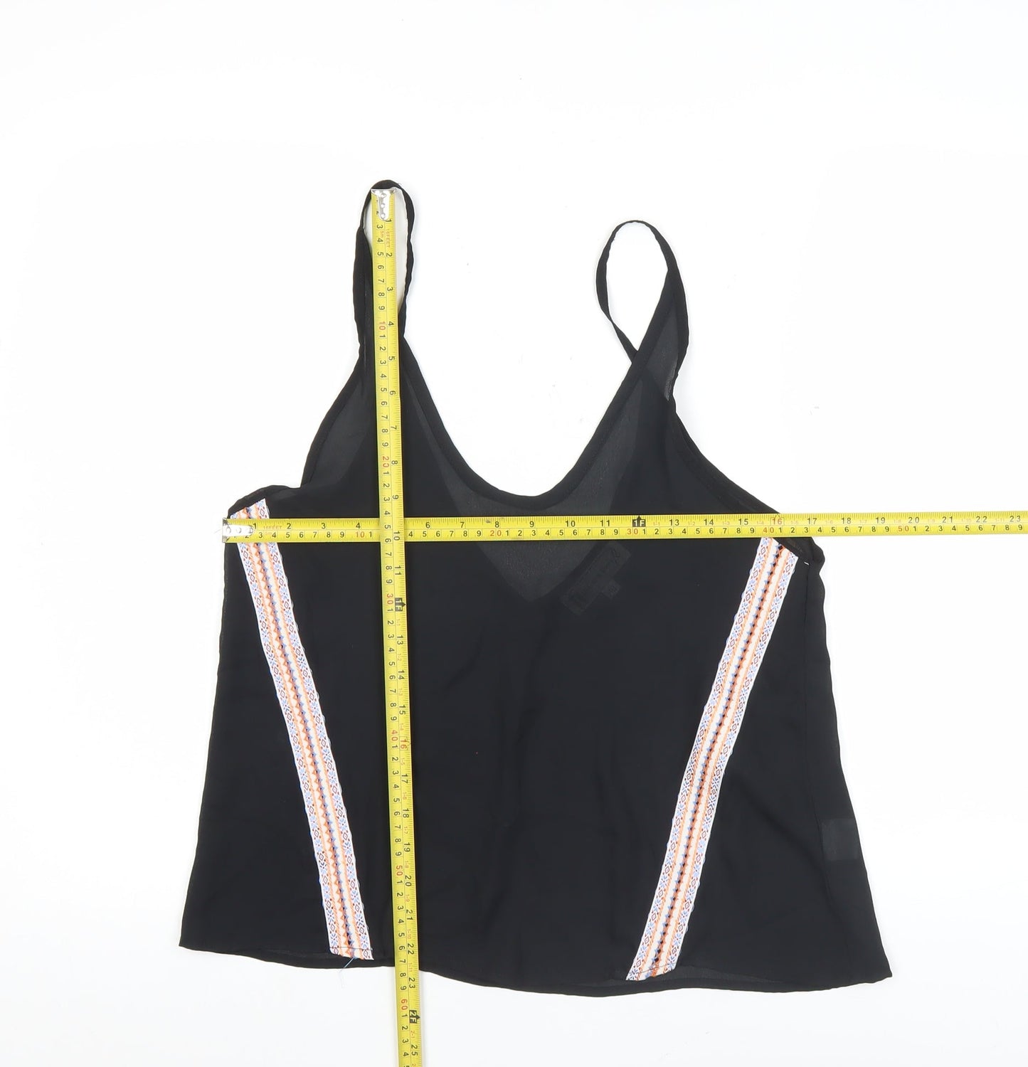 Womens UK Size 10 Hearts & Bows Black Camisole Tank