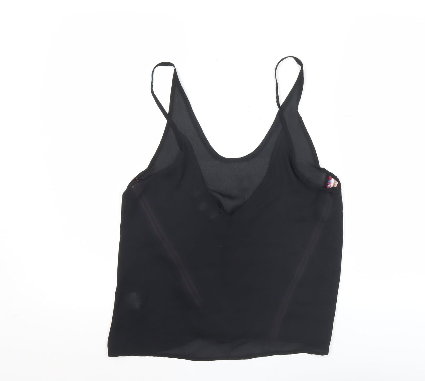 Womens UK Size 10 Hearts & Bows Black Camisole Tank