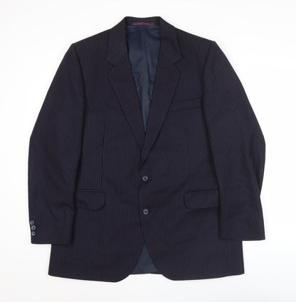 Centaur Mens Blue Pinstripe Wool Blazer Jacket 42R Classic Fit