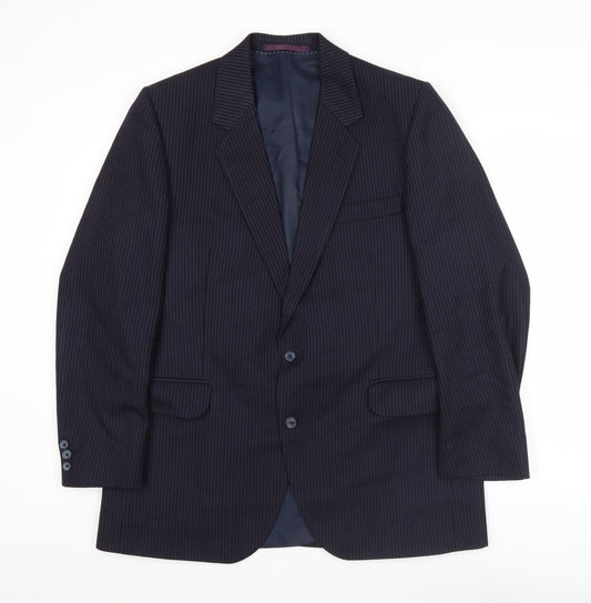 Centaur Mens Blue Pinstripe Wool Blazer Jacket 42R Classic Fit
