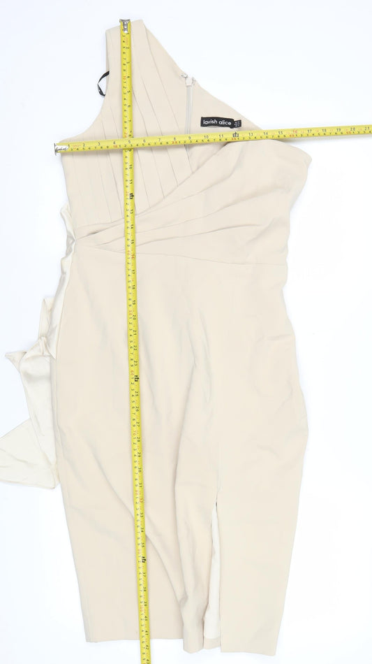Lavish Alice Women’s Beige Knee Length Sheath Dress Size 12