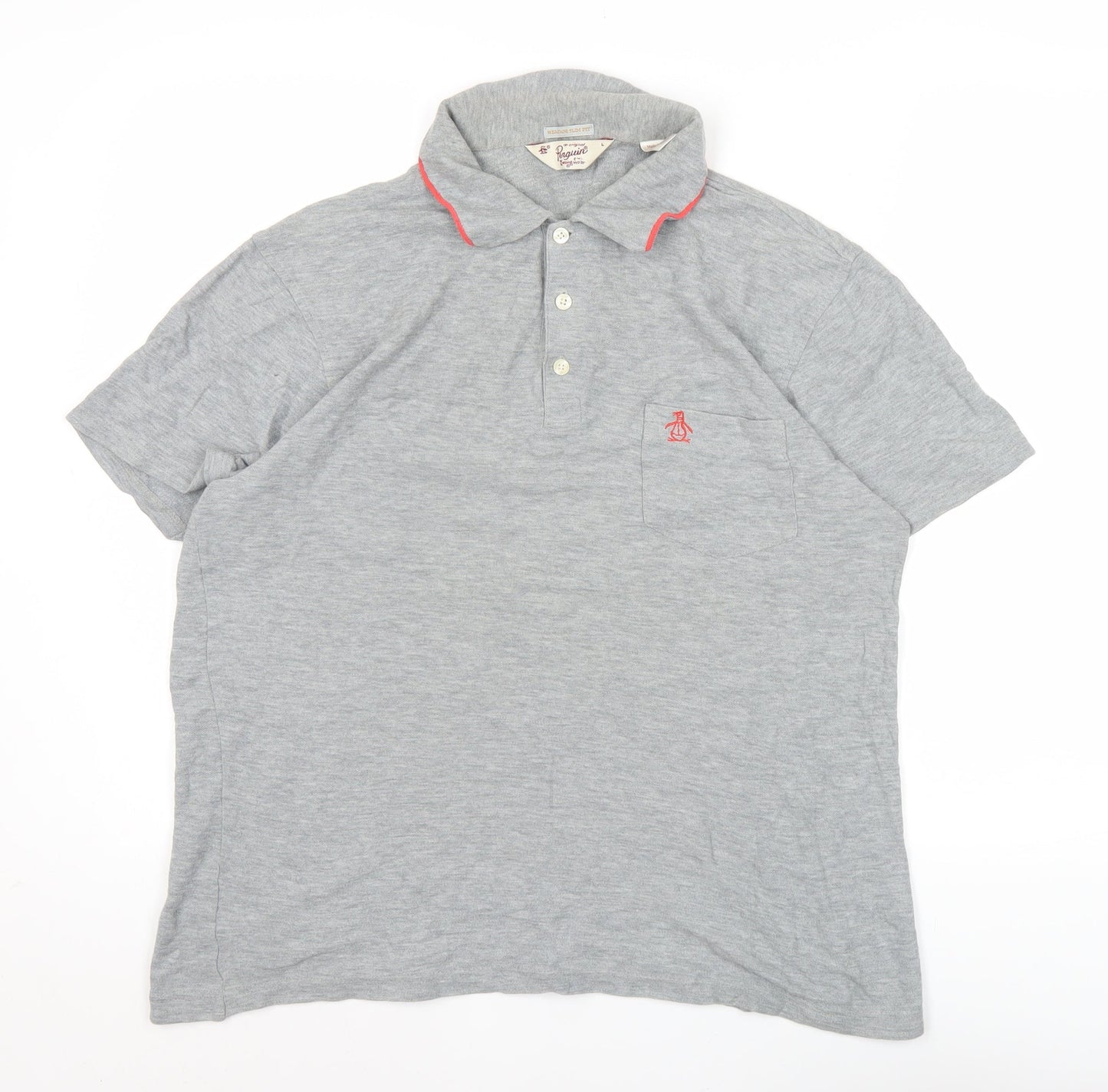 Penguin by Munsingwear Men's Grey Slim Fit Polo Shirt L