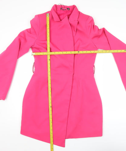 ISAWITFIRST Womens Pink Long Coatigan UK 12 Overcoat Blazer Style