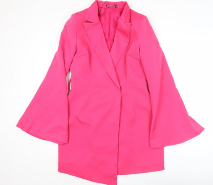 ISAWITFIRST Womens Pink Long Coatigan UK 12 Overcoat Blazer Style