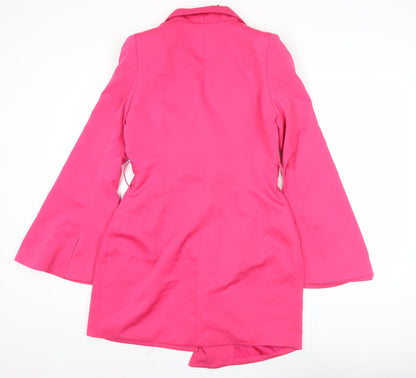 ISAWITFIRST Womens Pink Long Coatigan UK 12 Overcoat Blazer Style