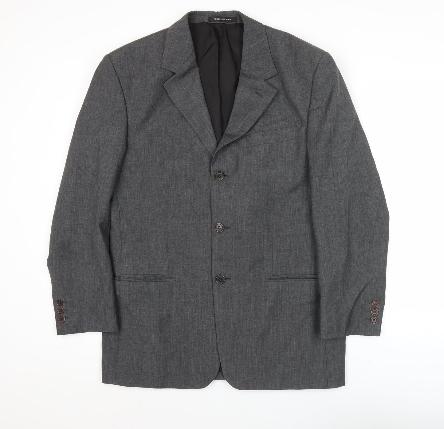 Pierre Balmain Men's Grey 38R Regular Fit Wool Blazer Jacket