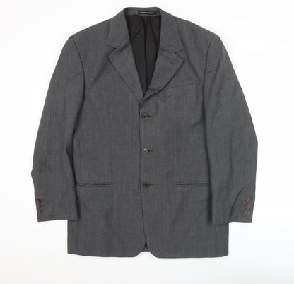 Pierre Balmain Men's Grey 38R Regular Fit Wool Blazer Jacket
