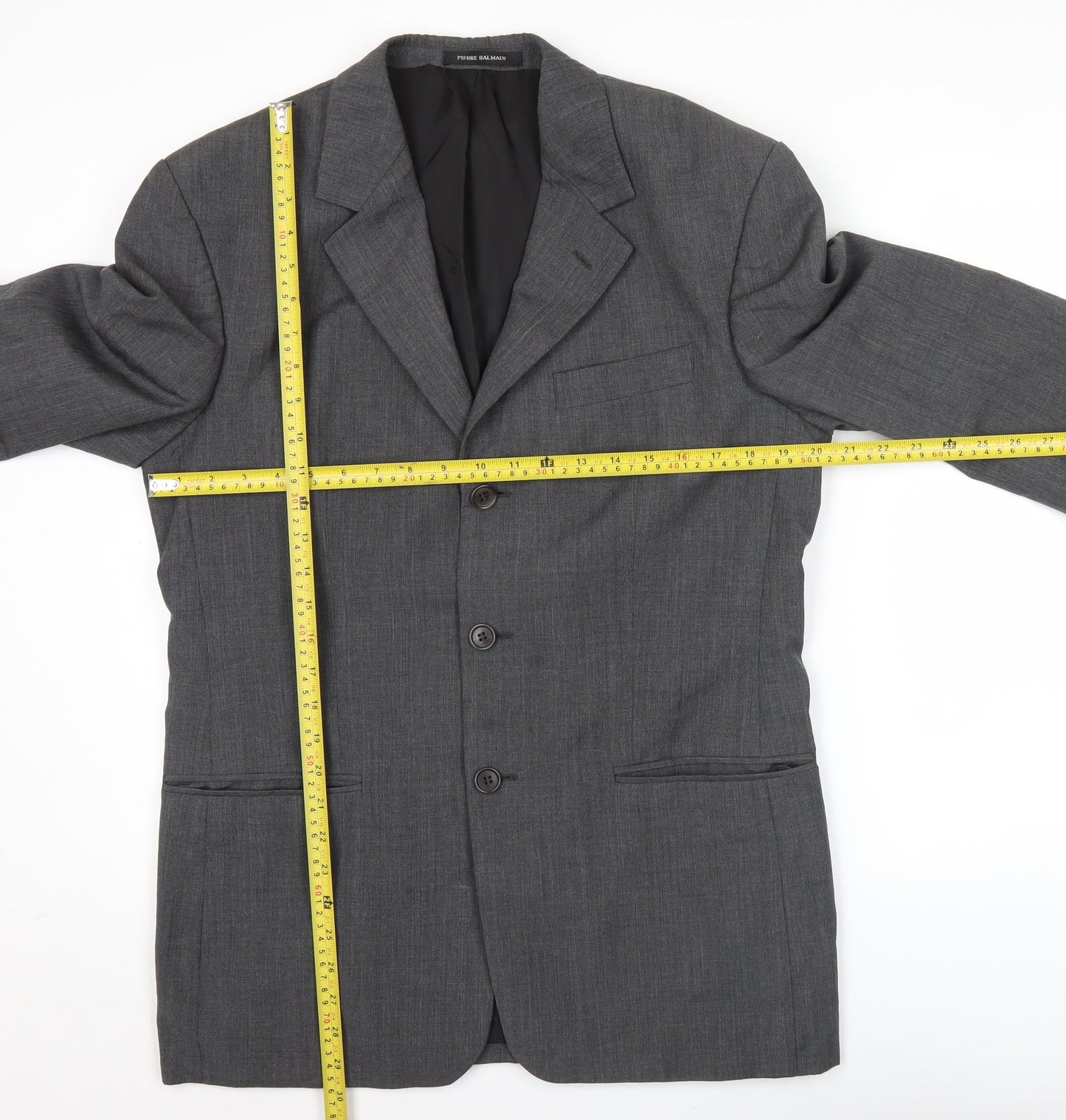 Pierre Balmain Men's Grey 38R Regular Fit Wool Blazer Jacket