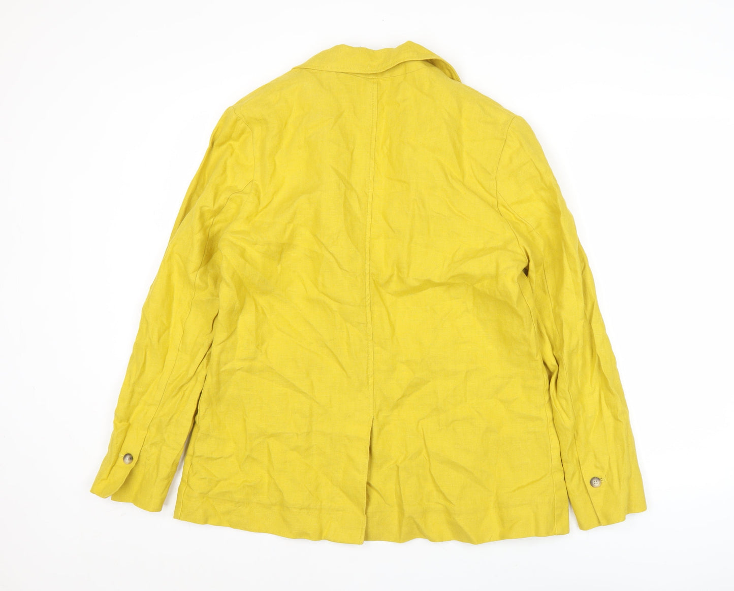 Marks and Spencer Womens Yellow Linen Blazer Size 12 Single-Breasted