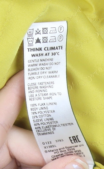 Marks and Spencer Womens Yellow Linen Blazer Size 12 Single-Breasted