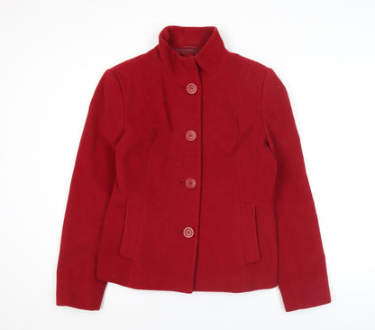John Lewis Women’s Red Wool Blend Mid-Length Coat Size 12