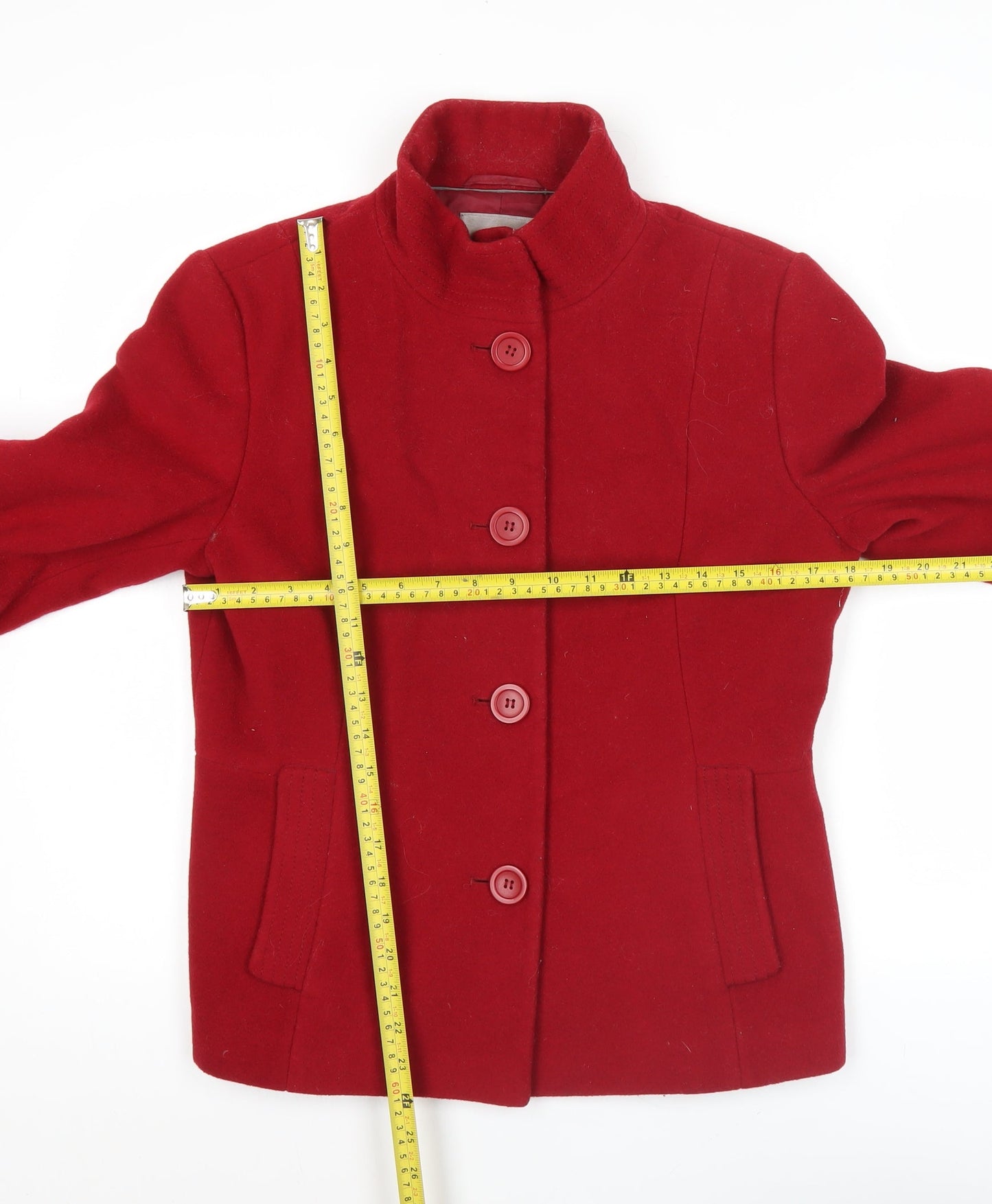 John Lewis Women’s Red Wool Blend Mid-Length Coat Size 12