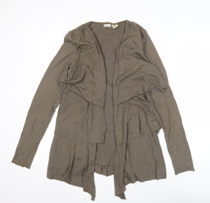 La Redoute Women’s Brown Cotton Ruffle Open Jacket Size 10