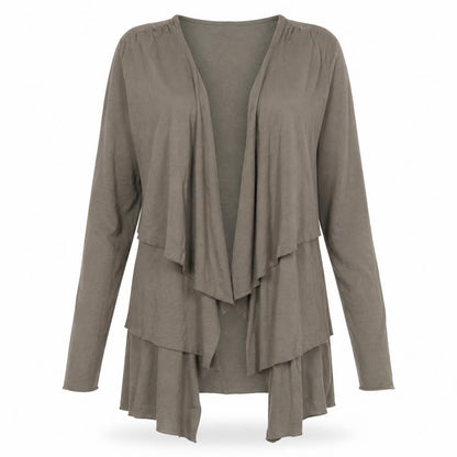 La Redoute Women’s Brown Cotton Ruffle Open Jacket Size 10