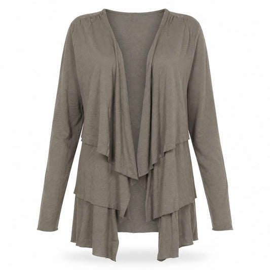 La Redoute Women’s Brown Cotton Ruffle Open Jacket Size 10