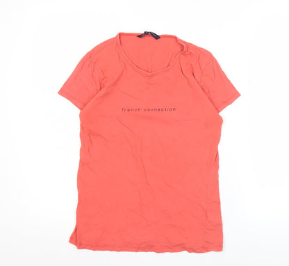 French Connection Women’s Red Cotton Logo T-Shirt Size L