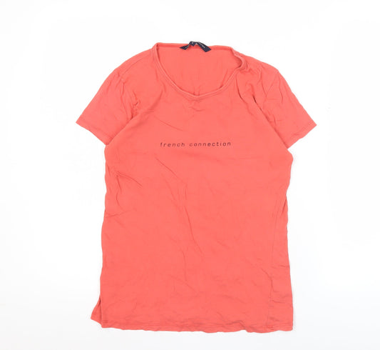 French Connection Women’s Red Cotton Logo T-Shirt Size L