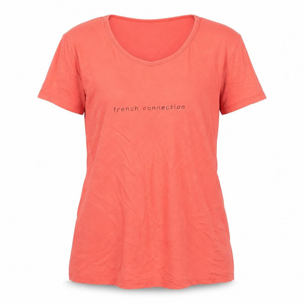 Womens UK Size L French Connection Red Basic T-Shirt