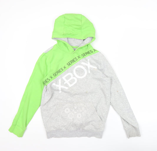 Xbox Boys Grey Green Pullover Hoodie 11-12 Years Gaming Logo Jumper
