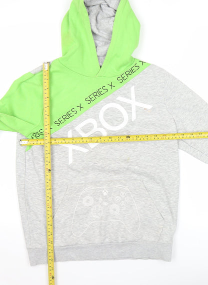 Xbox Boys Grey Green Pullover Hoodie 11-12 Years Gaming Logo Jumper