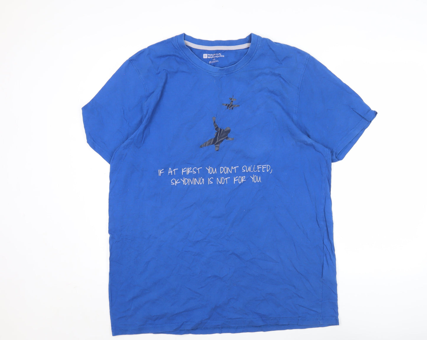 Mountain Warehouse Men’s Blue XL Funny Graphic T-Shirt Cotton Crew Neck