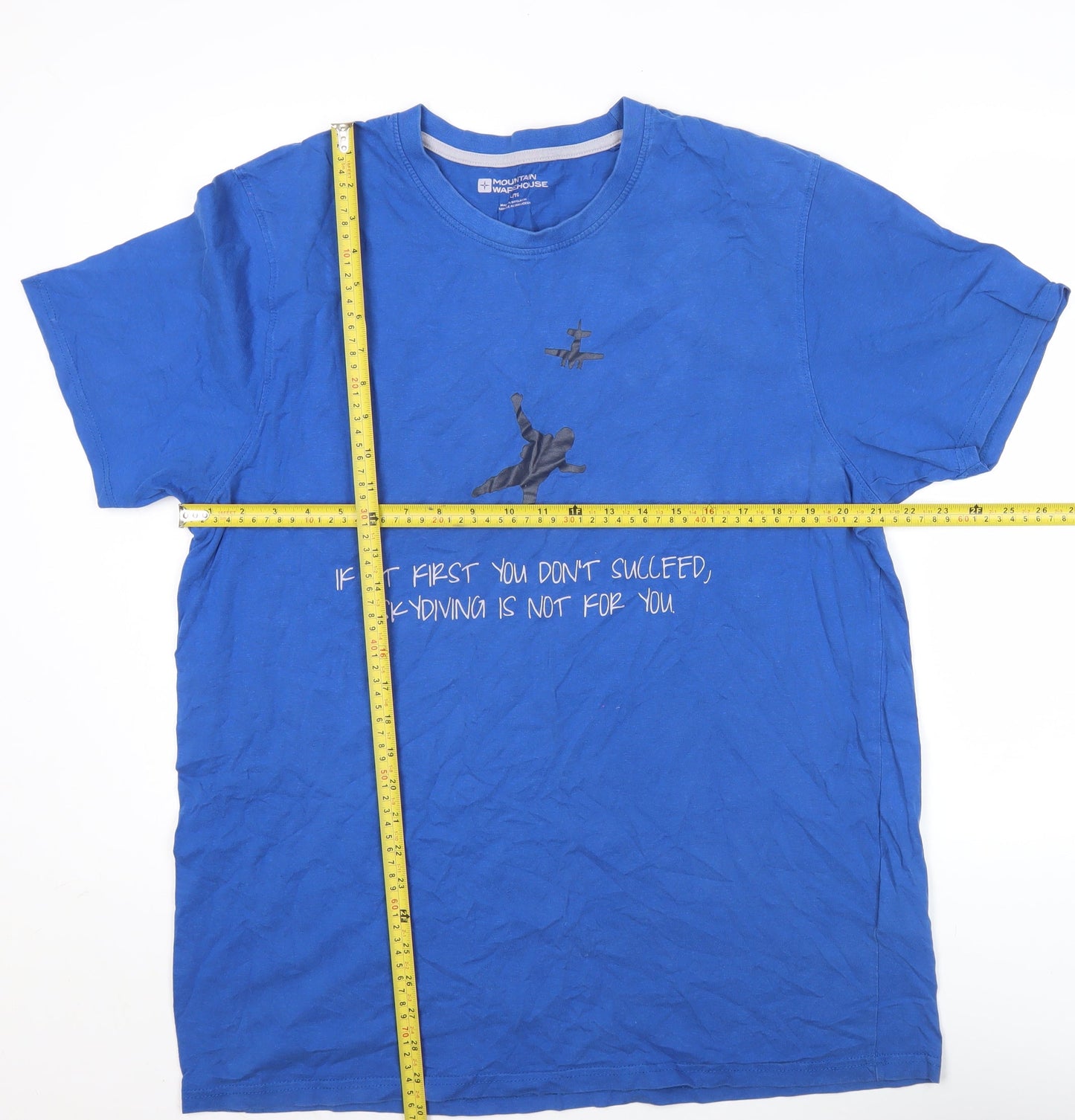 Mountain Warehouse Men’s Blue XL Funny Graphic T-Shirt Cotton Crew Neck