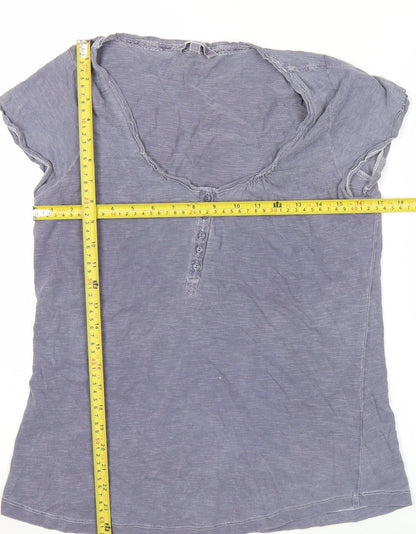 Red Soul Women's Grey Cotton Scoop Neck Button T-Shirt Size 10