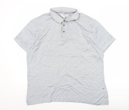 Jasper Conran Men's Grey Cotton Polo Shirt L Short Sleeve Casual