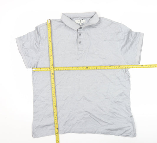 Jasper Conran Men's Grey Cotton Polo Shirt L Short Sleeve Casual