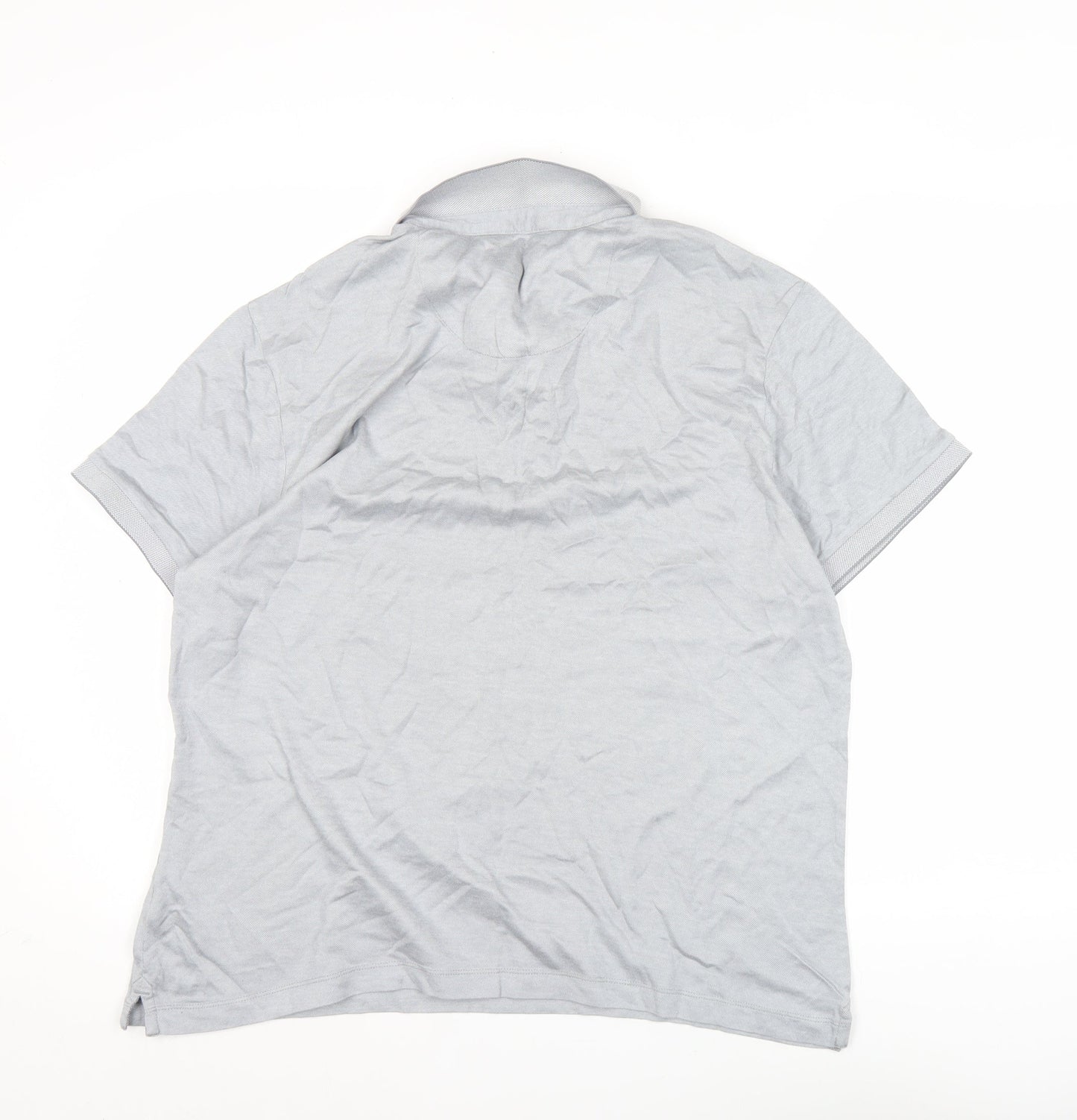 Jasper Conran Men's Grey Cotton Polo Shirt L Short Sleeve Casual