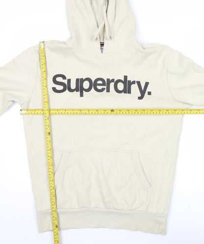 Superdry Mens Beige Pullover Hoodie S Regular Fit Logo Graphic