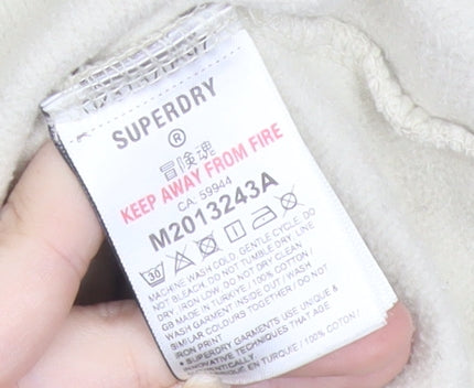 Superdry Mens Beige Pullover Hoodie S Regular Fit Logo Graphic