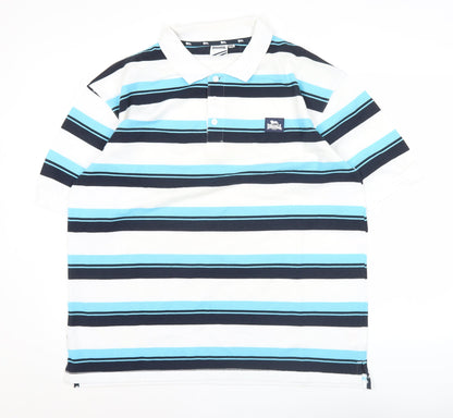 Lonsdale Men’s Blue Striped Polo Shirt 2XL Short Sleeve Casual