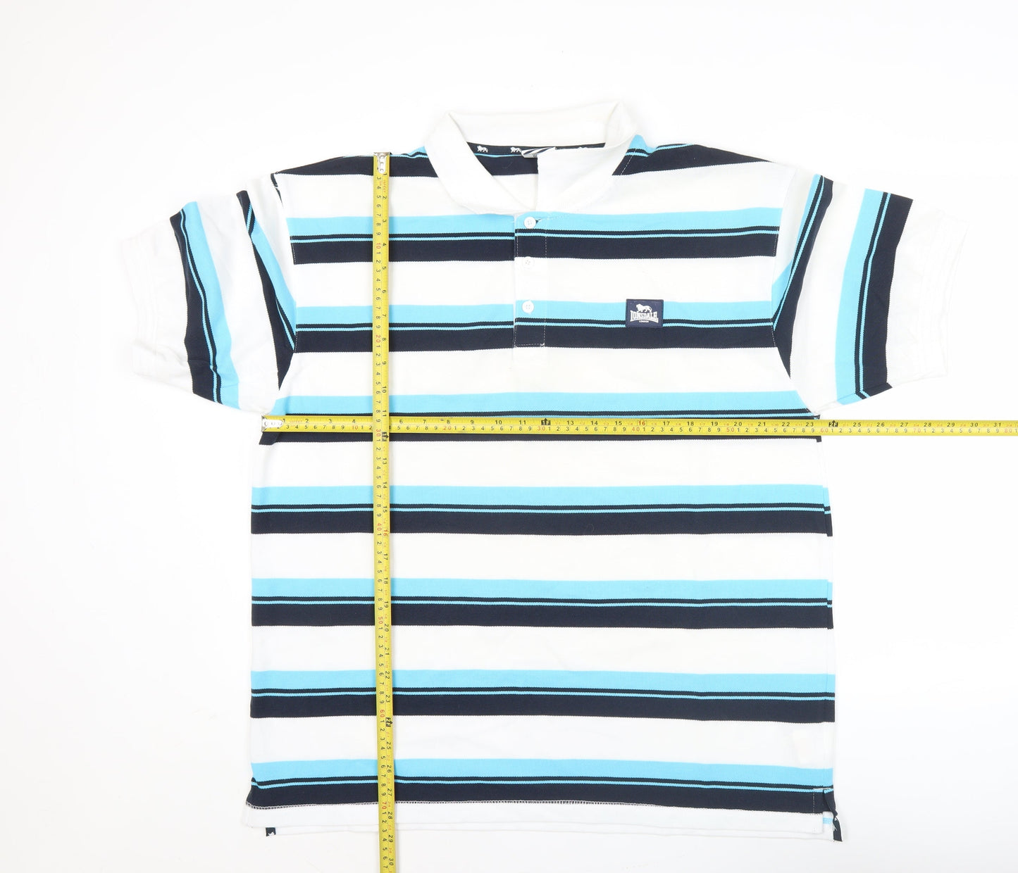 Lonsdale Men’s Blue Striped Polo Shirt 2XL Short Sleeve Casual