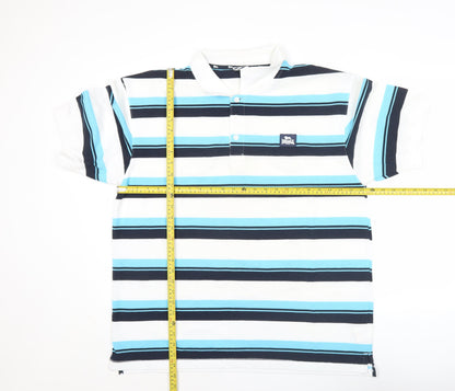 Lonsdale Men’s Blue Striped Polo Shirt 2XL Short Sleeve Casual
