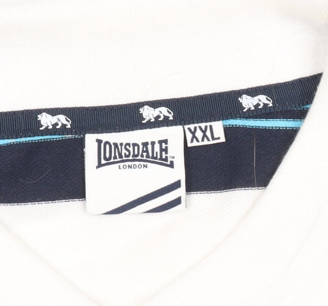 Lonsdale Men’s Blue Striped Polo Shirt 2XL Short Sleeve Casual