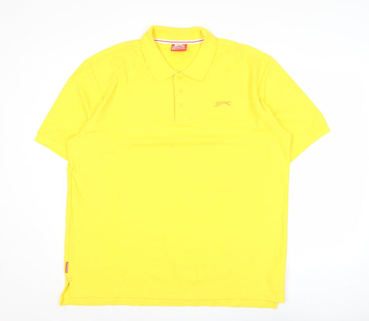 Slazenger Mens Yellow Polo Shirt 2XL Regular Fit Short Sleeve