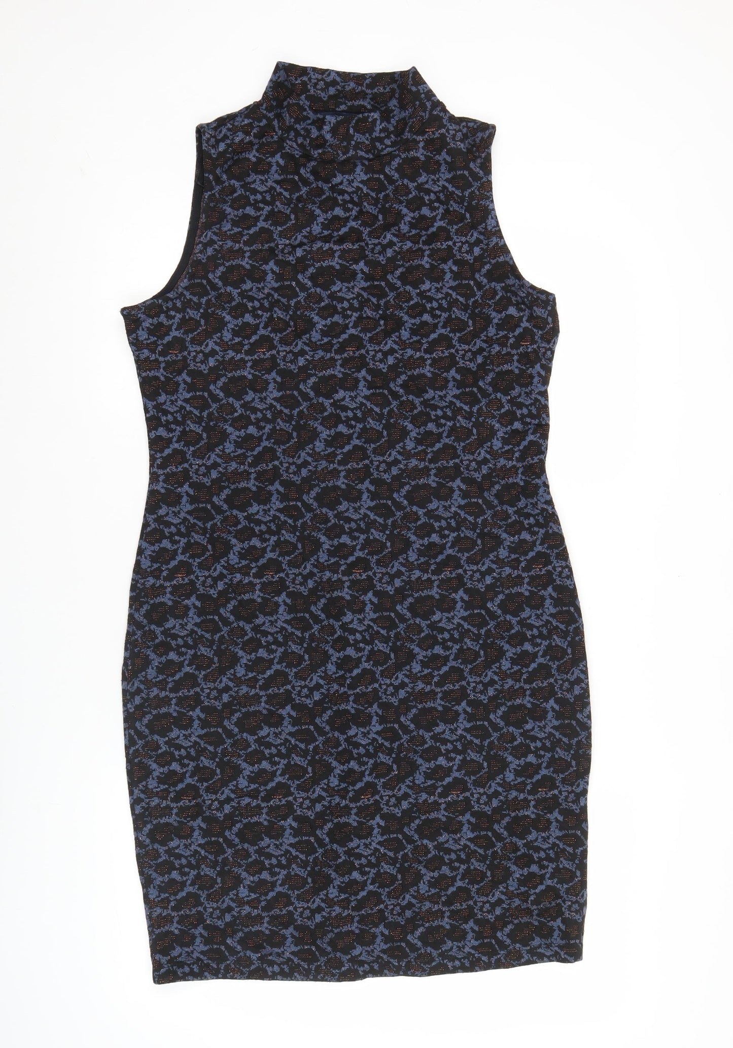 Next Women’s Black Blue Animal Print Sheath Dress Size 14