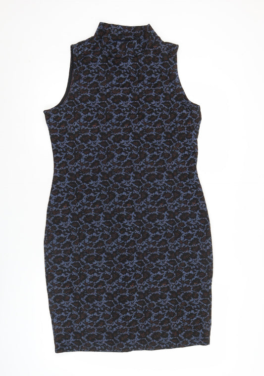 Next Women’s Black Blue Animal Print Sheath Dress Size 14
