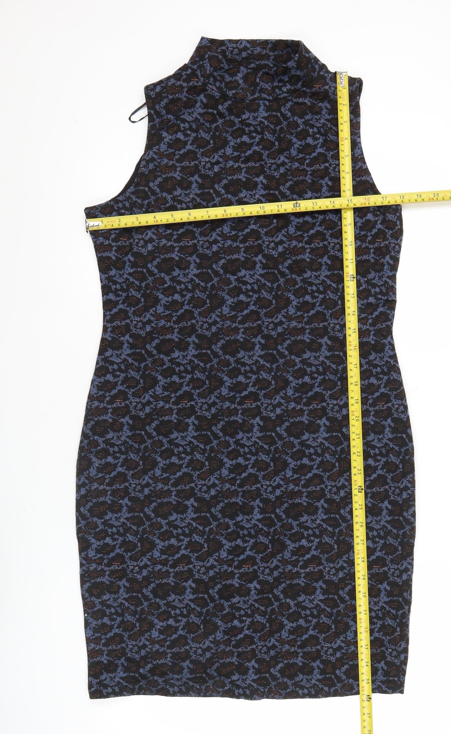 Next Women’s Black Blue Animal Print Sheath Dress Size 14