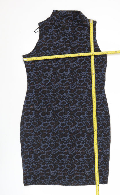 Next Women’s Black Blue Animal Print Sheath Dress Size 14