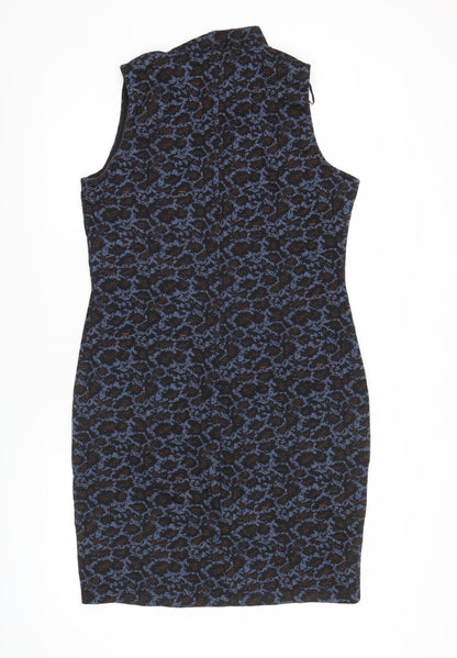 Next Women’s Black Blue Animal Print Sheath Dress Size 14