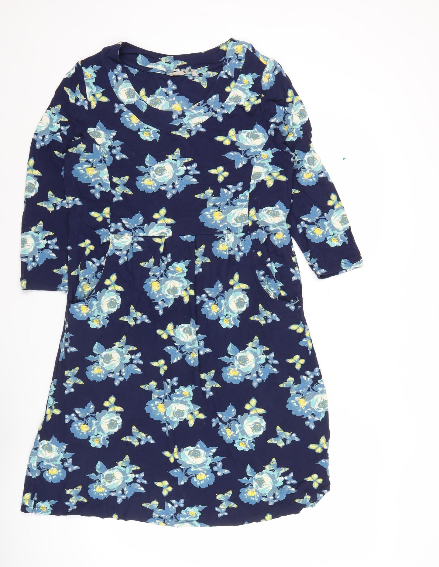 Tu Women’s Blue Floral Bodycon Knee Length Dress Size 16