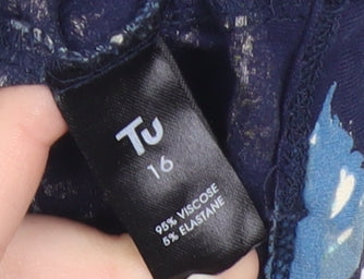 Tu Women’s Blue Floral Bodycon Knee Length Dress Size 16