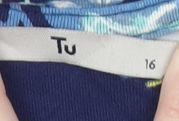 Tu Women’s Blue Floral Bodycon Knee Length Dress Size 16