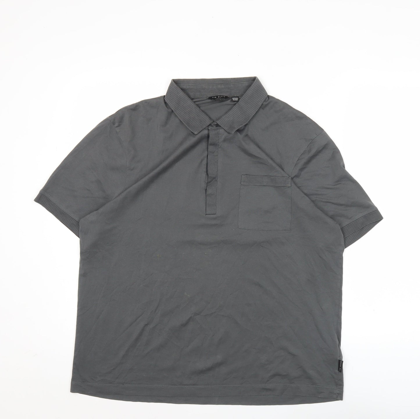 Ted Baker Men’s Grey Cotton Polo Shirt Size S Short Sleeve